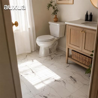 Marble Grain 12x12 Inch Peel and Stick Floor Tile, Ink Vein Marble, 10 PCS | NO Grout, NO Mess, For Kitchen Backsplash, Bathroom Update, Non-Slip & Scratch-Resistant