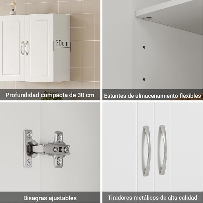 Haotian Wall Cabinet, Bathroom Storage, 23.6 x 11.8 x 23.6 in, MDF, White | Floating Wall Linen Storage Cabinet With Adjustable Shelf, Multi-Scene Bathroom Cabinet For Daily Home Storage, FRG231-W