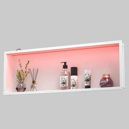 Stainless Led Shower Niche 36"x12" White RGB Light No Tile Needed | 304 stainless steel shower niche,recessed dimmable niche shower,Led driver & remote control included,dropped in niche