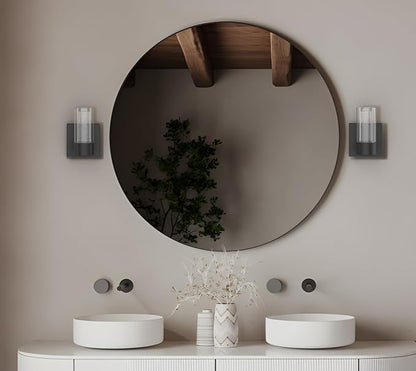 Alice Modern 1-Light Wall Sconce Light Fixture, Integrated Led and Premium Bubble Glass, for Kitchen Island, Hallway, Entryway, Passway, Dining Room, Bedroom, Balcony Living Room (Black)