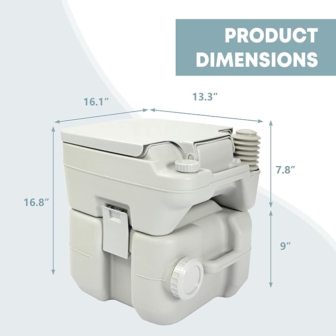 5.3 Gallon Porta Potty Travel Portable Camping Toilet for RV, Boating, Road Trips, Caravan, Campsite, Hospital(20L Gray)