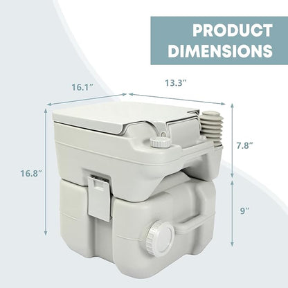 5.3 Gallon Porta Potty Travel Portable Camping Toilet for RV, Boating, Road Trips, Caravan, Campsite, Hospital(20L Gray)