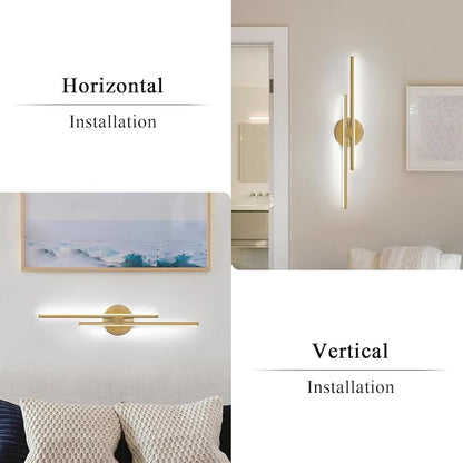 EDISLIVE Dimmable Modern LED Vanity Light Fixtures Bathroom Vanity Wall Lighting, 23.6 in Mirror Vanity Lighting Fixtures for Bathroom Bedroom Makeup Living Room, Gold