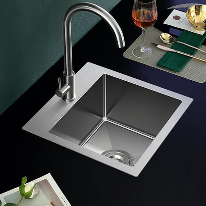 20x16 inch Drop in Kitchen Sink 304 Stainless Steel Brushed | 9" Deep Single Bowl Compact Basin with 1 Faucet Hole, 20"x16" Topmount Sink for Small Kitchen, Bar,and Prep Area