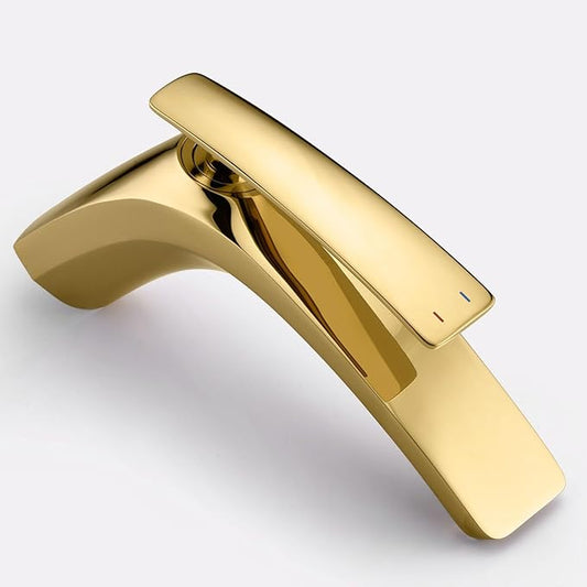 Single Handle Bathroom Faucets Brass Single Hole Faucet for Bathroom Sink Hot Cold Gold