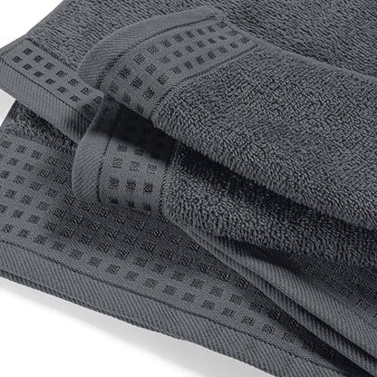 GLAMBURG 100% Cotton Oversized 2 Pack Bath Sheets 35x70, Ultra Soft Highly Absorbant Compact Quickdry & Lightweight Large Bath Sheet Set, Ideal for Gym Travel Camp Pool - Charcoal Grey