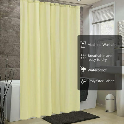 LLSCL Lemon Yellow Fabric Shower Curtain Liner with Magnets, Waterproof Hotel Quality, 72 x 72 Machine Washable