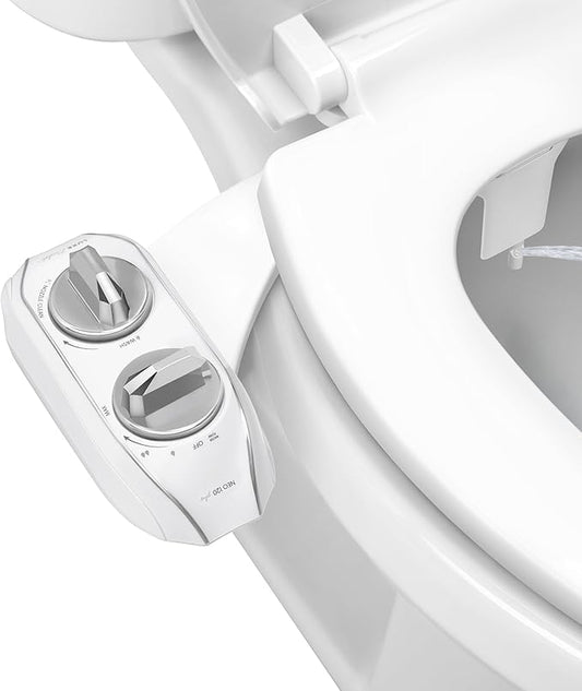 LUXE Bidet NEO 120 Plus - Single Nozzle, Non-Electric Bidet Attachment for Toilet Seat, Patented Slide-In Install, 360° Self-Clean, EZ-Lift to Clean, Rear Wash (Chrome)