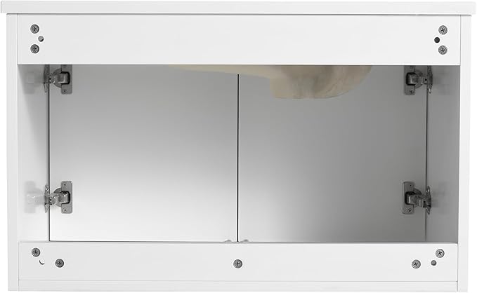 SSLine Modern 30" Floating Bathroom Vanity with Sink Wall Mounted Bathroom Vanity with Top Basin & Storage Cabinet 30-Inch White Star Bath Vanity w/Drop-Shaped Resin Sink for Small Space