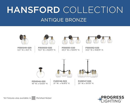 Progress Lighting P300049-020 Hansford Bath & Vanity, 1-Light, Antique Bronze