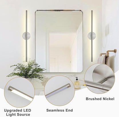 Brushed Nickel Bathroom Light Fixtures Over Mirror 36 Inch, 26W 360° Rotatable Dimmable 4000K LED Vanity Light Bar, Modern Bathroom Vanity Lights Above Mirror