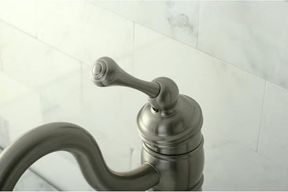 Kingston Brass KB1428BL Heritage Vessel Sink Faucet with Optional Cover Plate, Brushed Nickel