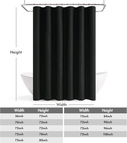 ANRODUO Black Extra Long Linen Fabric Shower Curtain Set - W72xL108 | Farmhouse Shower Curtain with 12 Metal Hooks, Waterproof Heavy Duty, Button Hole Design, Machine Washable for Bathroom