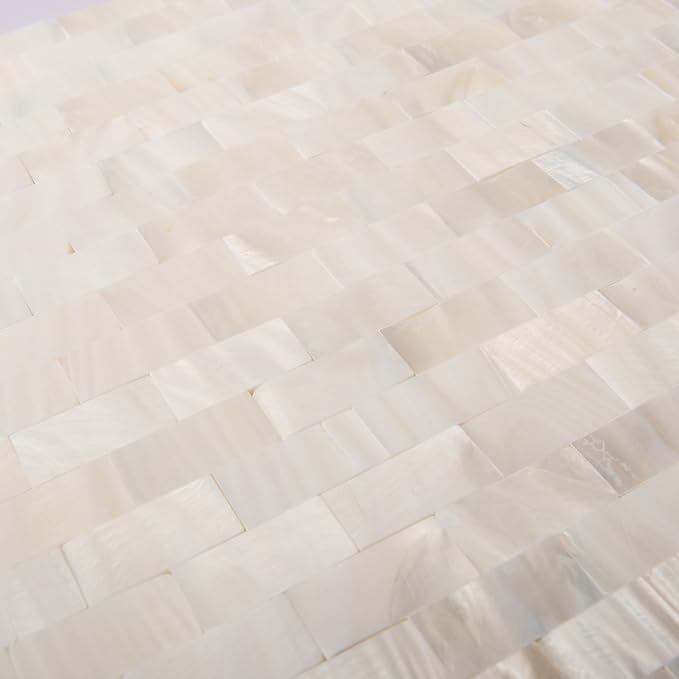 Art3d 6-Pack Peel and Stick Mother of Pearl Shell Tile for Kitchen Backsplashes, 12" x 12" White Brick