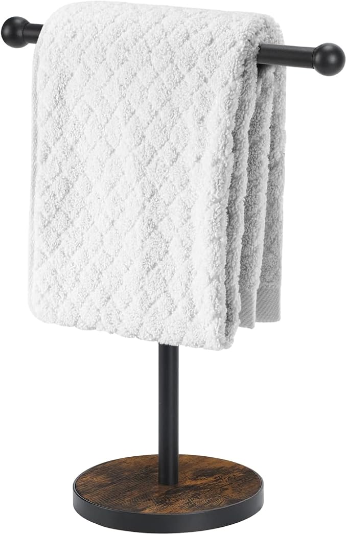 YINMIT Towel Holder Stand, T-Shape Height 15” Wood Countertop Hand Towel Stand, Hand Towel Racks with Heavy Base for Bathroom Kitchen Countertop Vanity