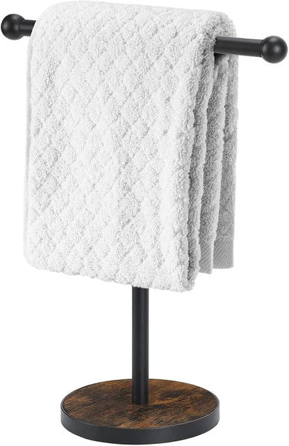 YINMIT Towel Holder Stand, T-Shape Height 15” Wood Countertop Hand Towel Stand, Hand Towel Racks with Heavy Base for Bathroom Kitchen Countertop Vanity