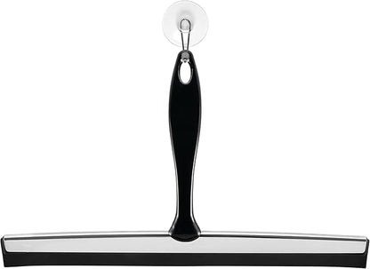 iDesign Bathroom Shower Squeegee with Wall Hook - Black/Chrome