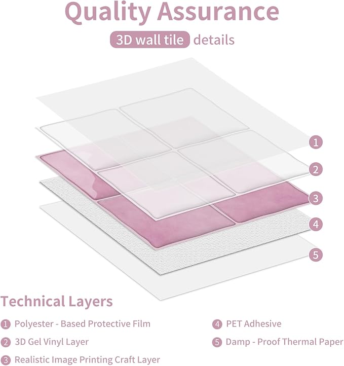 Blush Pink 4 Sheets 6x6 Inch Peel and Stick Subway Tile Backsplash, Self Adhesive Wall Tiles for Kitchen Bathroom, Thick Waterproof Heat Resistant, Easy Install No Grout, Renter Friendly