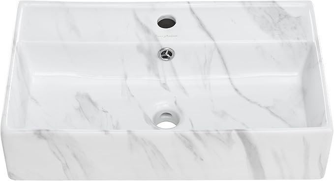 Claire 22” Rectangle Wall-Mount Bathroom Sink in White Marble