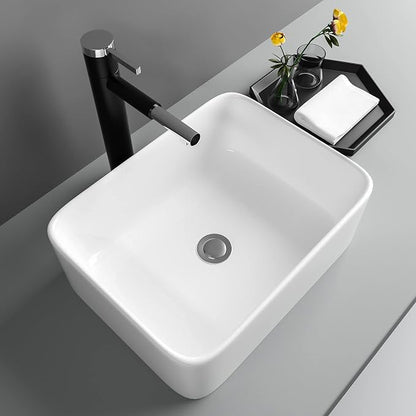 16" x 12" Vessel Sink Rectangle Bathroom Vessel Sink Countertop 16 In Rectangular White Ceramic Porcelain Farmhouse Lavatory Vanity Bath Sink Basin