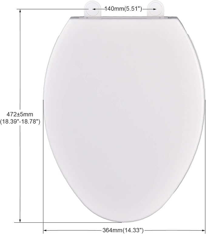 CYRRET Elongated Toilet Seat Slow Close, Easy to Install and Clean, Durable Plastic, White, Replacement Toilet Seats, Fits Standard Elongated, Obling or Oval Toilets