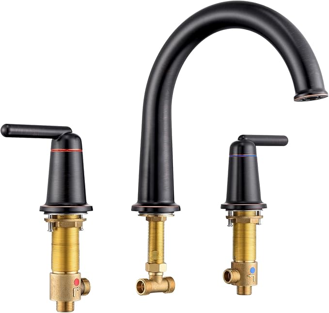 Roman Tub Faucet 3 Hole Deck Mount Tub Filler Oil Rubbed Bronze | With Ceramic Valve, Solid Brass, High Arch Bathtub Faucet, 2-Handle Design, Widespread Mount, Garden Bath Tub Faucet