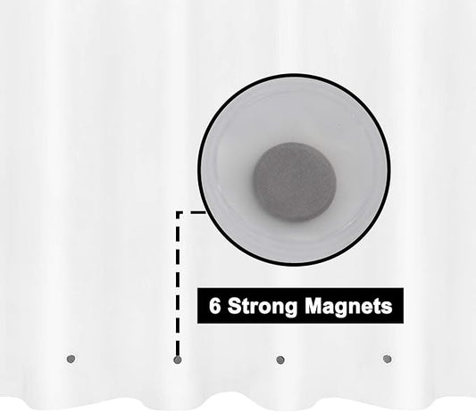 Barossa Design Frosted Shower Curtain Liner with 6 Magnets - Waterproof PEVA Shower Liner for Bath Tub, 72" x 72" Standard Size, PVC Free, Metal Grommets - Frost, 72x72
