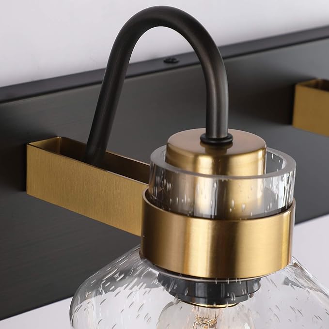 PRESDE 2 Light Bathroom Vanity Fixtures Black and Gold Farmhouse Bathroom Lights Fixture Over Mirror Bath Wall Sconce Lighting