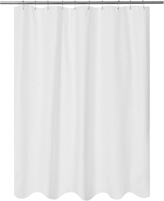 Embossed Microfiber Stall Shower Curtain Liner 60 x 72 inches, Soft Fabric Shower Curtain Washable and Water Repellent,60x72, White