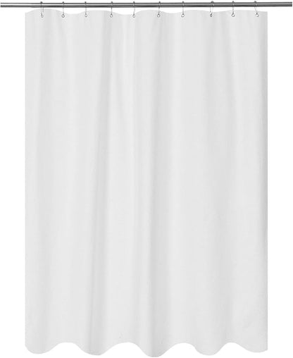 Embossed Microfiber Stall Shower Curtain Liner 60 x 72 inches, Soft Fabric Shower Curtain Washable and Water Repellent,60x72, White