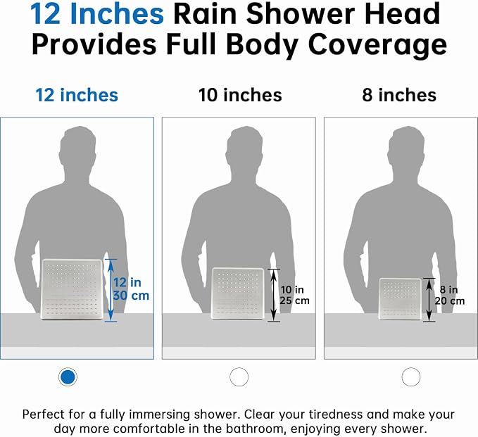 G-Promise 12 Inch All Metal Rain Shower Head with Handheld (Brushed Nickel) | Full Body Coverage, Pause Mode Diverter, Power Wash Mode Handheld, Suits Every Height, Easy to Install, Modern Bath Upgrade