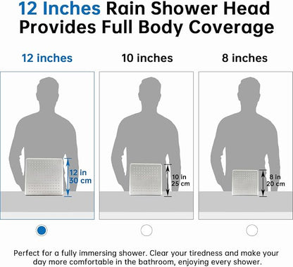 G-Promise 12 Inch All Metal Rain Shower Head with Handheld (Brushed Nickel) | Full Body Coverage, Pause Mode Diverter, Power Wash Mode Handheld, Suits Every Height, Easy to Install, Modern Bath Upgrade