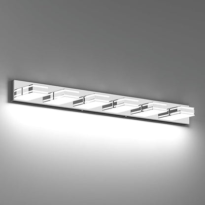Ralbay Chrome Bathroom Vanity Light Fixtures 48inch 6-Light Acrylic Chrome Modern LED Bathroom Wall Vanity Lighting Fixtures Over Mirror