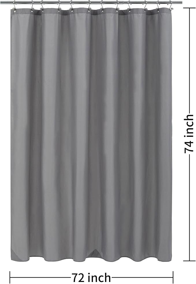ALYVIA SPRING 72x74 Long Waterproof Fabric Shower Curtain or Liner Grey | 3 Magnets, Soft Cloth & Hotel Quality, Machine Washable, Light-Weight, Long Size
