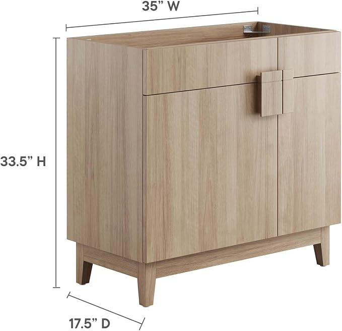 Modway EEI-6400-OAK Miles 36” Bathroom Vanity Cabinet (Sink Basin Not Included), Oak