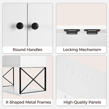Bathroom Wall Cabinet with 2 Door and Adjustable Shelf, Farmhouse Medicine Cabinet with Towel Rack, 3-Tier Wall Mounted Storage Cabinet Over The Toilet for Bathroom, 18.9" L, White