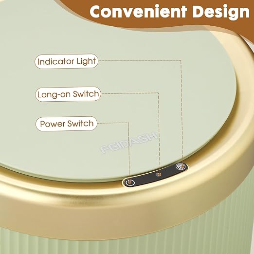 Motion Sensor Trash Can Bathroom,Touchless Garbage Can with Lid | 3.7 Gallon Modern Automatic Garbage Bin,Diaper Trash Bin,Plastic Smart Dog Proof Trash Bin for Bedroom, Office, Kitchen-Green