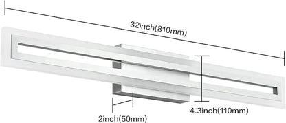 SOLFART Brushed Nickel Bathroom Vanity Light 32 Inch Bathroom Lighting Fixtures Over Mirror 6000K