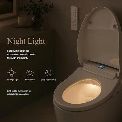 GAICOM Bidet Toilet Seat Elongated, Electric Smart Heated Toilet Seat | Instant Warm Water & Dryer, Multiple Cleaning Modes, Remote Control, Self-Clean Nozzle, Soft Closed, Night Light