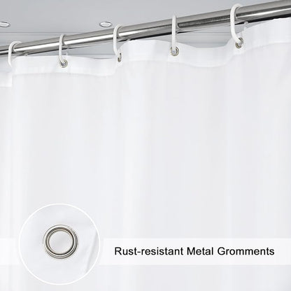 EurCross Extra Wide Shower Curtain Liner 84 x 72inch, Weighted Bottom Solid White Fabric Bathroom Shower Curtain with 14 Metal Grommets