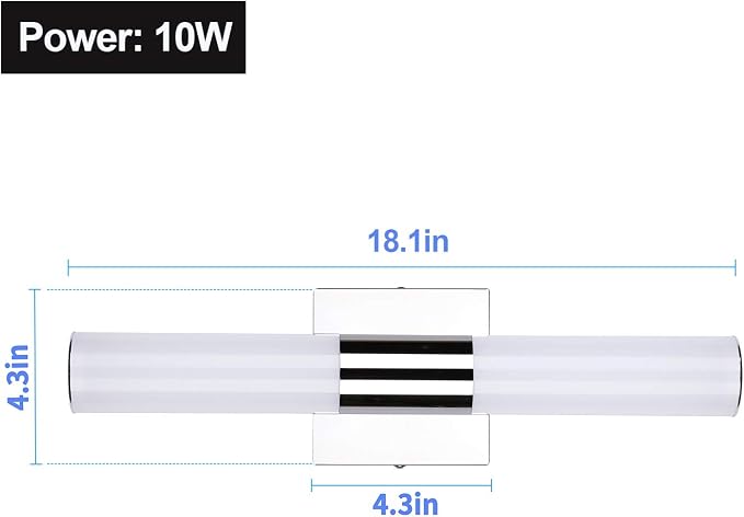 TRLIFE Modern LED Vanity Light - 18.1" x 6" Dimmable, 10W Cool White 6000K Bathroom Vanity Mirror Front Light Fixture