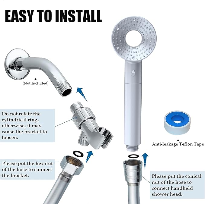 High Pressure Shower Head, Filtered Shower Head with Handheld, Multiple Spray Modes with Pause Switch Water Saving Filter Showerhead,Showerhead Set, for Pets Bath (blue)