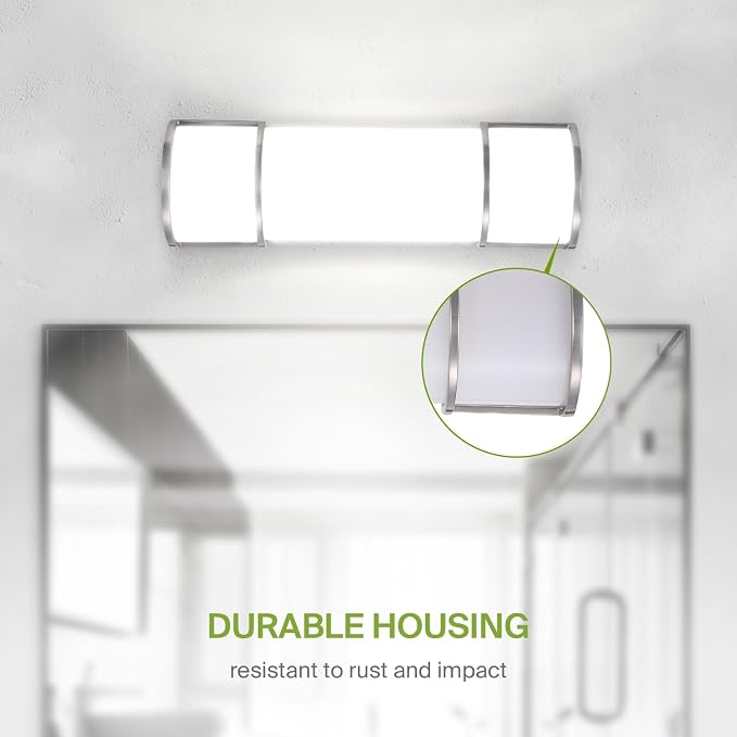 ASD LED 18 Inch Flush Mount Vanity Lighting Fixture | 20W 1650LM 3000K-5000K 120V | 3CCT, Dimmable, Energy Star, ETL Listed | Bathroom Linear Wall Light Bar, Long Tube Bath Sconce | Nickel, 4 Pack