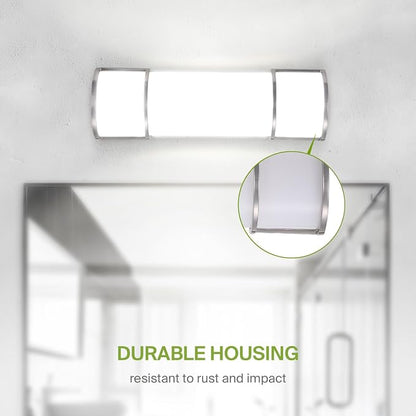 ASD LED 18 Inch Flush Mount Vanity Lighting Fixture | 20W 1650LM 3000K-5000K 120V | 3CCT, Dimmable, Energy Star, ETL Listed | Bathroom Linear Wall Light Bar, Long Tube Bath Sconce | Nickel, 4 Pack