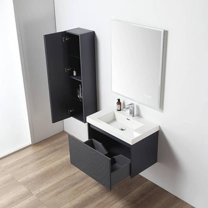 Blossom 30 Inch Bathroom Vanity with Sink and Side Cabinet, All Wood Floating Bathroom Vanity with Acrylic Sink, Bathroom Sink Cabinet with Soft-Close Drawer, Modern Style Vanities, Night Blue
