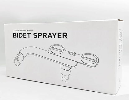 Bidet Attachment for Existing Toilet Seats, Ultra-Slim, Non Electric, Dual Nozzle, Rear & Feminine Wash, Fresh Cold Water Sprayer, Badays Bedets Bedits Badette Bidgets, Silver