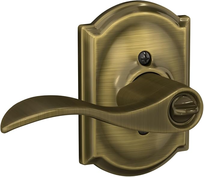 SCHLAGE Accent Lever with Camelot Trim Keyed Entry Lock in Antique Brass - F51A ACC 609 CAM
