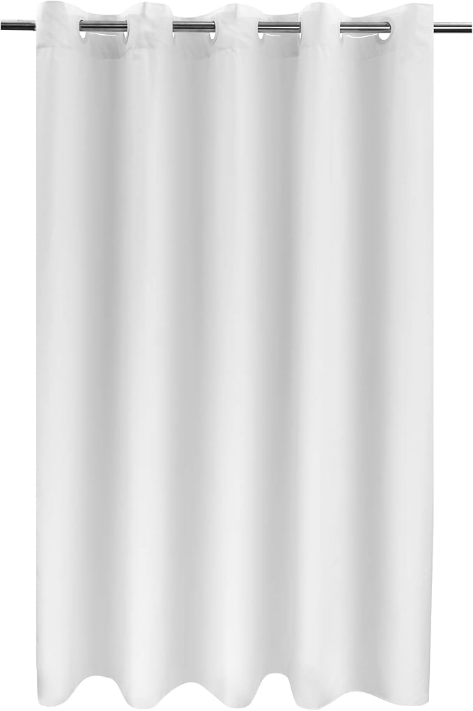 River Dream Extra Long No Hook Shower Curtain TPU Lining, White, 71x86 | No Required Liner, Hotel Fabric Shower Curtain for Bathroom, Bottom Magnets & Waterproof, 71W x 86H(84H)
