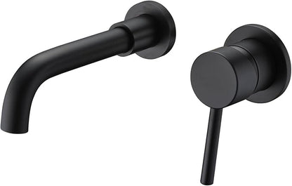 Wall Mount Bathroom Faucets Matte Black, Rough-in Valve Included