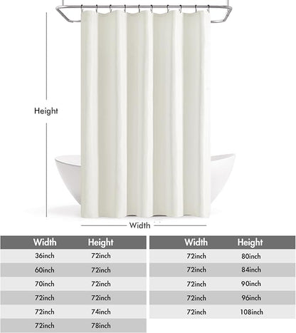ANRODUO White Linen Textured Fabric Shower Curtain Set - 60"x72" with 10 Rust Resistant Durable Metal Hooks, Waterproof & Heavy Duty Polyester, Button Hole Design, Machine Washable for Bathroom